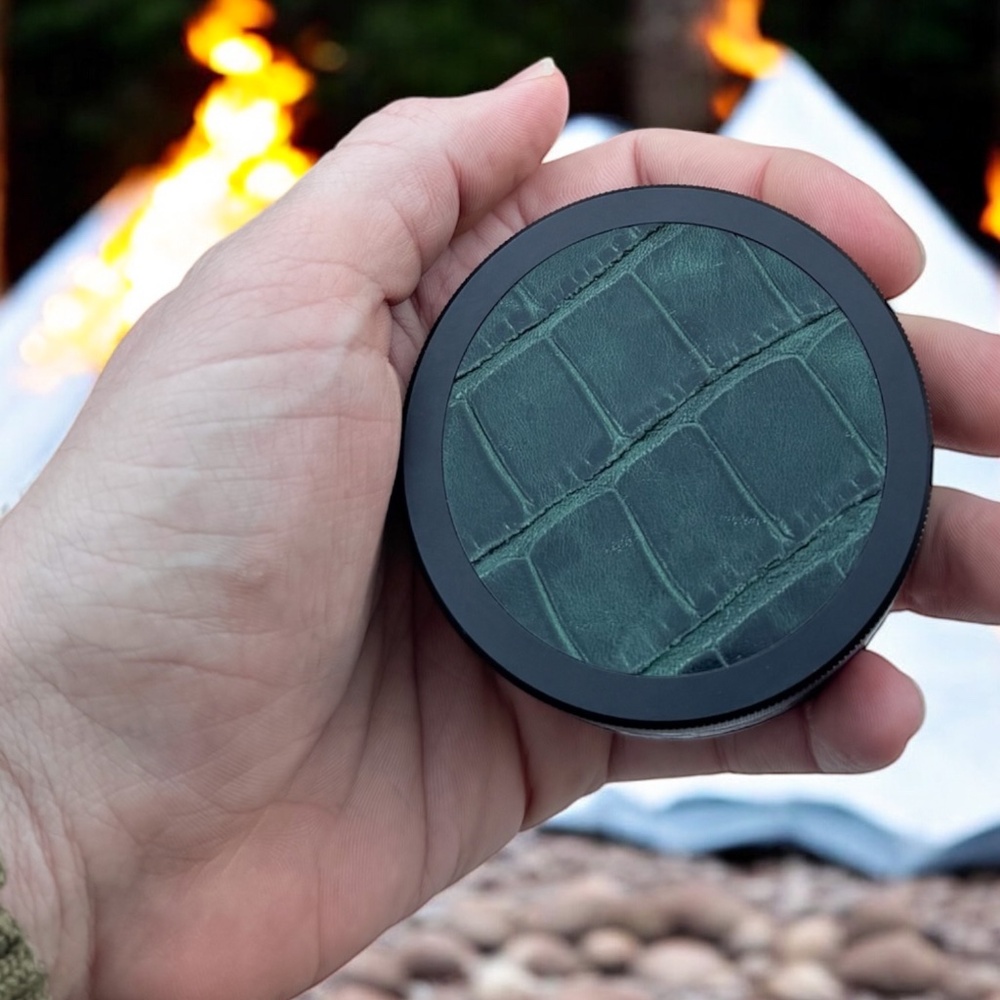 Ruk Can | Embossed Croc Leather & Aluminium Pouch Container